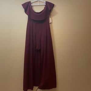 Burgundy Off Shoulder Romper